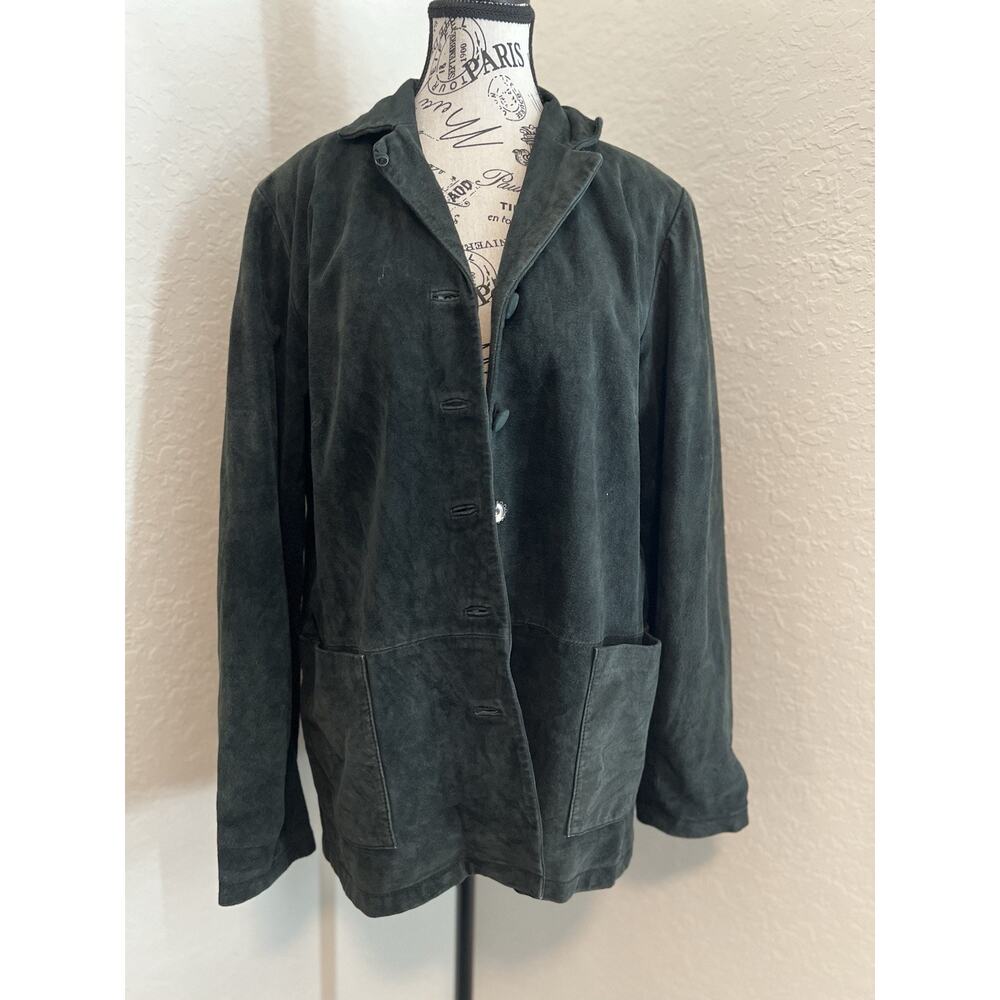 Stan Herman Women’s Suede Leather Jacket Size Large Broken Button